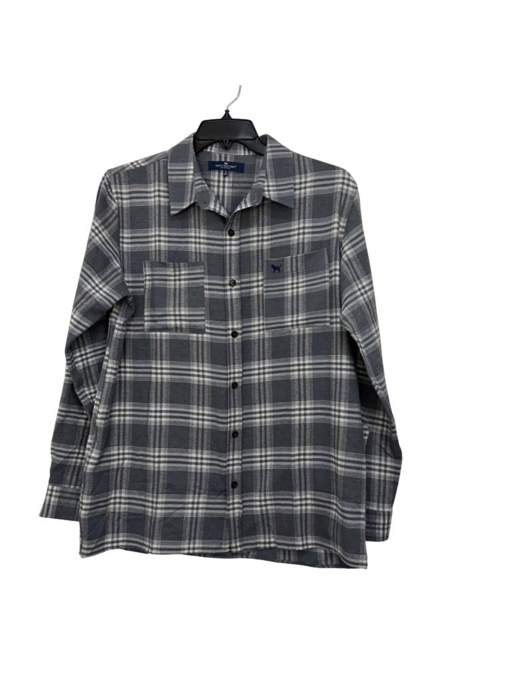 Simply Southern Mens Gray Plaid Button-Up Long Sleeve Classic Shirt Size Large